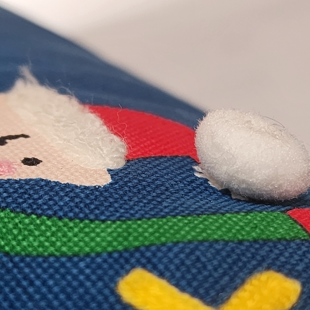 🎅Christmas Embroidered Santa Lumbar Throw Pillow 19x11" Blue Wondershop Holiday - Picture 7 of 10